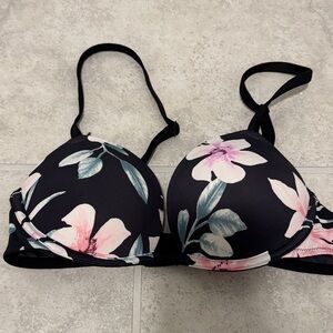 Victoria's Secret Black and Pink Floral Bra